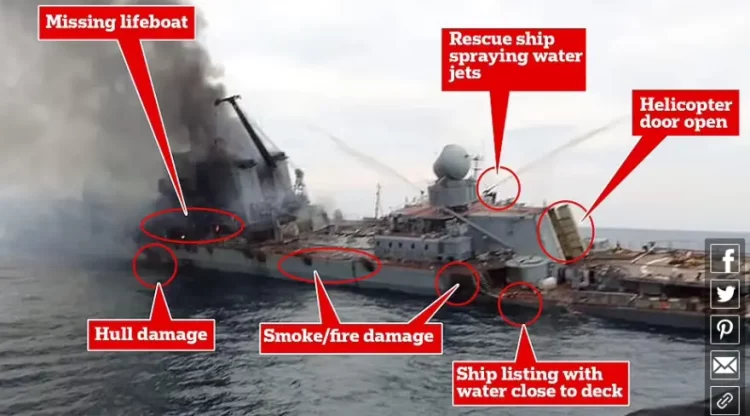 Shfaqen pamjet e para të luftanijes ruse ‘Moskva’ të fundosur në Detin e Zi