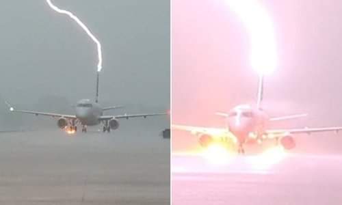 VIDEO/ Momenti kur rrufeja godet avionin pak pas uljes mes stuhisë