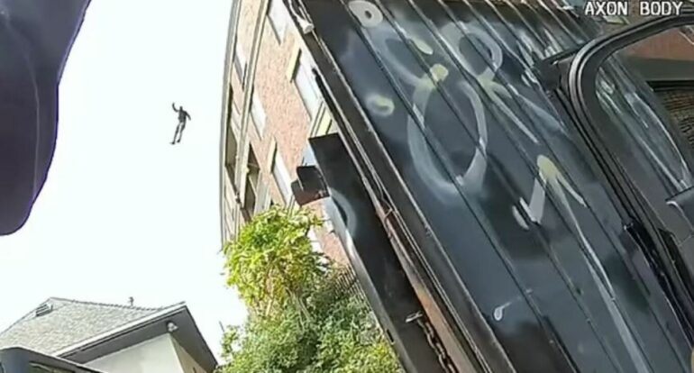 Video/ Hajduti hidhet nga lartësi për të shmangur arrestimin